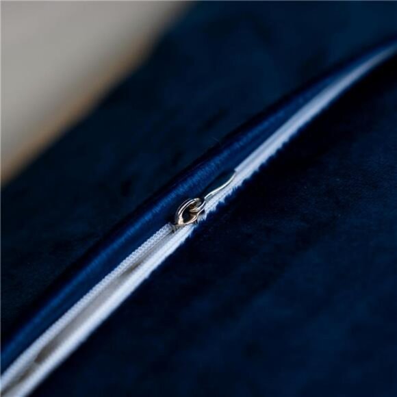 Navy Blue Velvet Floral Throw Pillow Cover 18x18 Embroidered Decorative Cushion - Picture 6 of 8